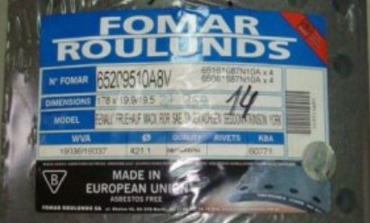 65209510A8V - НАКЛАДКИ ТОРМОЗНЫХ КОЛОДОК TRAILOR 19036 19037