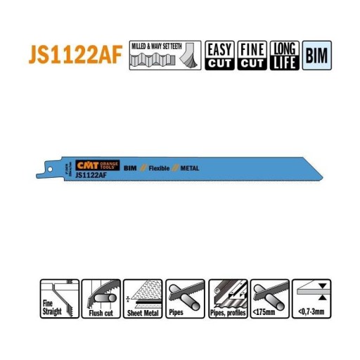РЕЦИМЕРНАЯ ПИЛА CMT 225мм 24TPI 5шт. JS1122AF-5