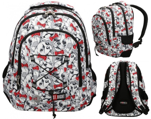 Рюкзак шкільний багатокамерний ST.RIGHT білий, чорний, Відтінки червоного, Відтінки сірого та сріблястий, Різнокольоровий 24 л