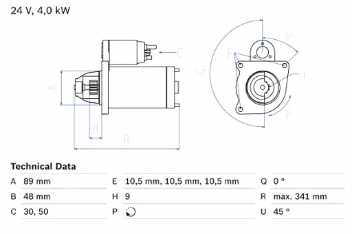 0 986 - Bosch starter scania 2 3 3 автобус 4 4 автобус p g r t dc11.01-dt12.08