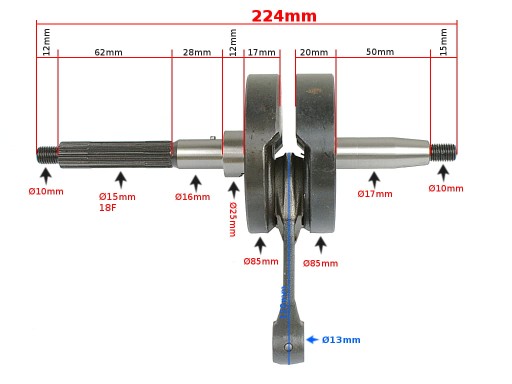 RMS100010320 - КОЛІНЧАСТИЙ ВАЛ APRILIA SCARABEO PIAGGIO 50 4T