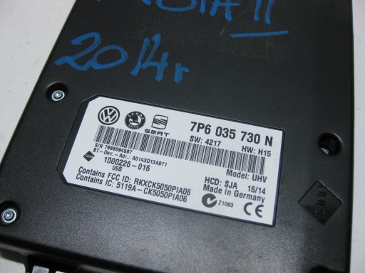 SKODA FABIA II 14R LIFT modul Bedienteil TELEFONU BLUETOOTH 7P6035730N