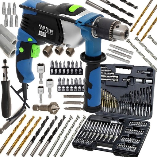 Дриль шуруповерт 230В ударний + набір 109el