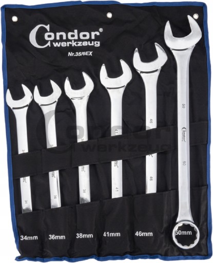КЛЮЧИ КОМБИНИРОВАННЫЕ ДЛИНОЙ 34-50 ММ 6ШТ CONDOR