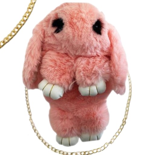 Плюшевий рюкзак красивий пухнастий помпо з хутра кролика