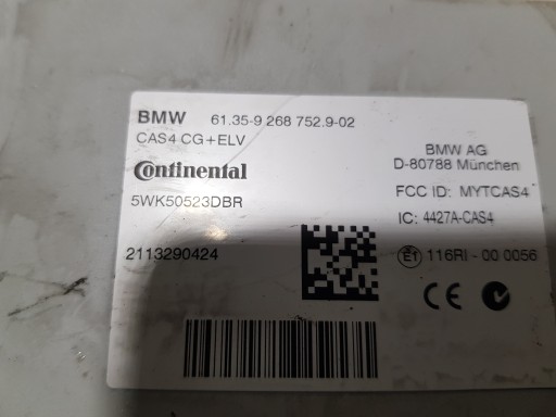 BMW X3 F25 module control unit CAS 9268752