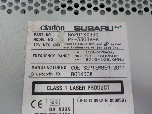 SUBARU FORESTER III SH RADIO Navigation FABRYCZNA