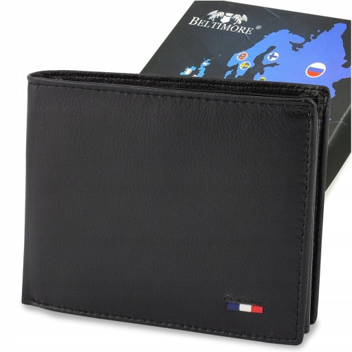 Pánska kožená peňaženka klasická veľká horizontálna čierna koža nat Beltimore