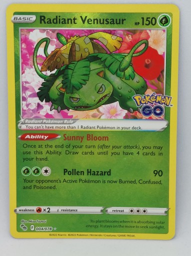 Radiant Venusaur - 004/078 - Pokemon Go - Carte Pokemon Brillante :  : Jeux et Jouets