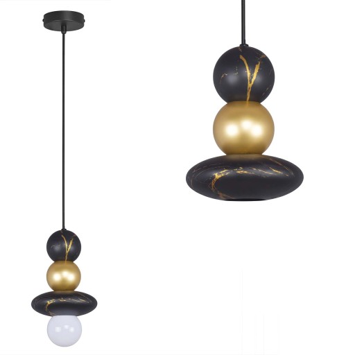 Lampa wisząca Marble 2 złoto-czarna 1*E27 344564 Goldlux