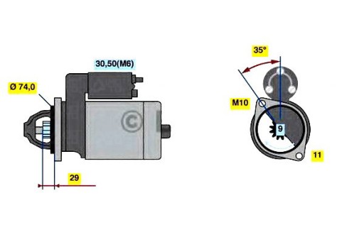 0 986 - Стартер bosch (12v 2 3kw) audi a8 q7 vw touareg