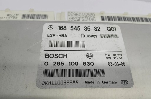 Mercedes-Benz A W168 2003 Sterowniki ABS 0265109630 1685453532 Q01
