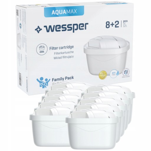 10x Filtr do wody Wessper Aquamax do dzbanka filtrującego Brita Aquaphor