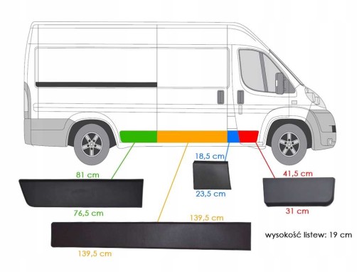 FT90753+60+48+57 - DUCATO BOXER JUMPER БОКОВЫЕ МОЛДИНГИ ПРАВЫЕ СЕРЫЕ