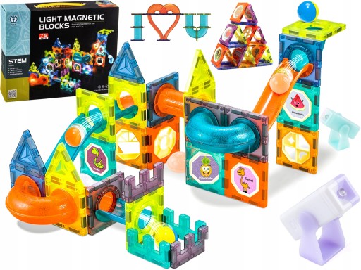 Магнітні блоки MalPlay MAGNETIC BLOCKS 75 EL GLOWING BALLS Track 75 шт.