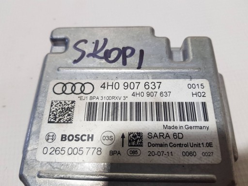 modul počítač SENSOR airbagov POWIETRZNYCH airbag AUDI A8 S8 D4 4H0907637
