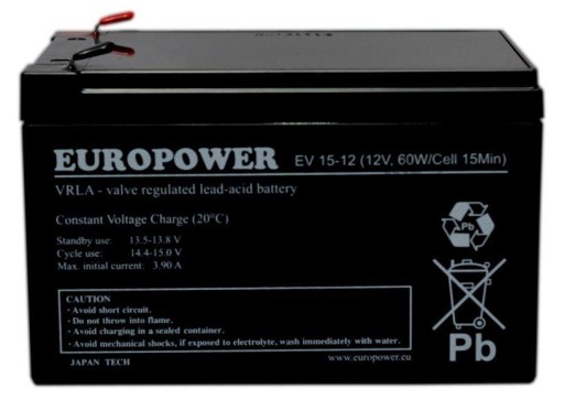 Аккумулятор europower ev 15-12 (15 в 13 ач)