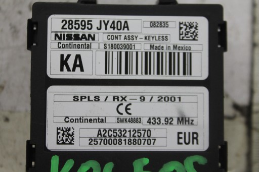 module KEYLESS 28595-JY40A RENAULT KOLEOS and 07-16