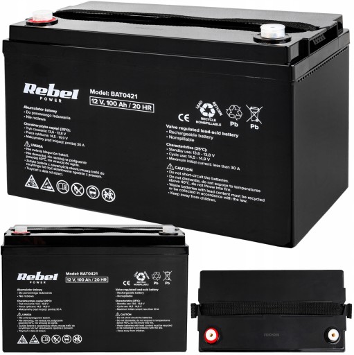 Необслуговуваний гелевий акумулятор agm для ups rebel power 12v 100ah