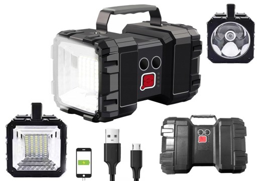 АККУМУЛЯТОРНЫЙ СВЕТОДИОДНЫЙ ФОНАРЬ, МОЩНЫЙ ПОИСК, POWERBANK