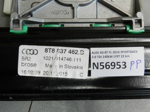 AUDI A5 8T mechanism windows right front 8T8837462B