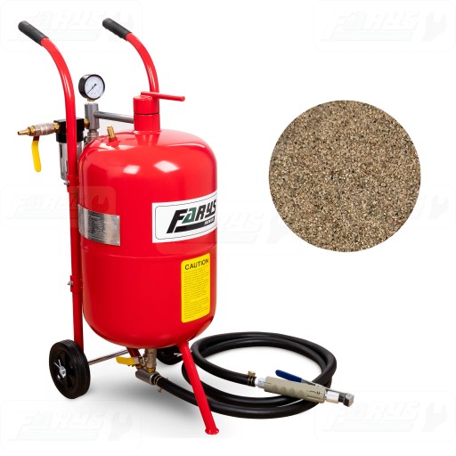 Пескоструйный комплект: пескоструйный аппарат 38л + абразивный песок 25кг.