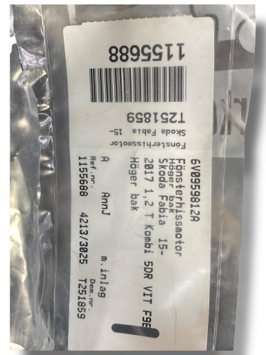 SKODA FABIA mini motor windows right rear part 6V0959812A !J