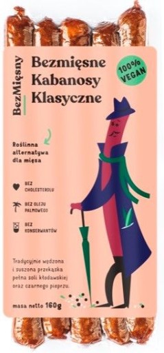 Wegańskie kabanosy klasyczne 160 g BEZMIĘSNY MIĘSNY