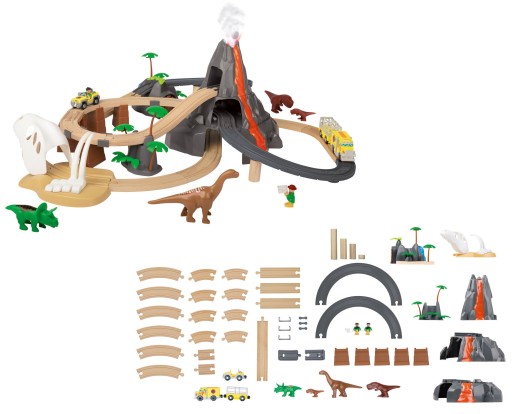 ІГРОВА ДЕРЕВ'ЯНА ЗАЛІЗНИЦЯ DINOSAURO PARK ВУЛКАН
