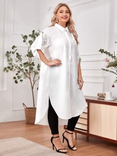 SHEIN PLUS SIZE KOŠEĽOVÁ TUNIKA BIELA 48 V3B