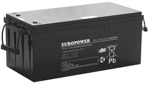 Аккумулятор agm аккумулятор vrla europower epl210-12 12v 210ah epl210-12 epl210