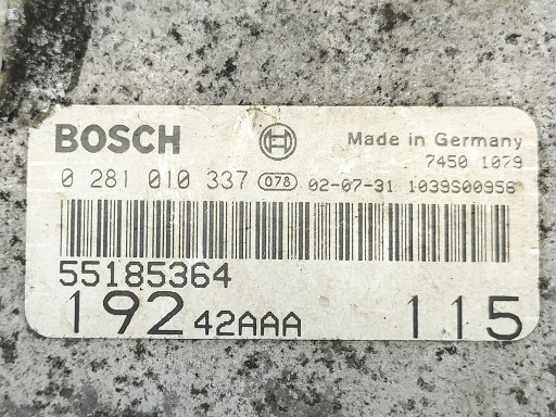 Ordinateur Unité de contrôle Moteur Fiat STILO 1.9 JTD 0281010337 55185364 europa