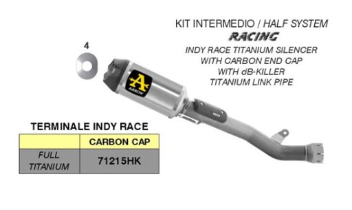 71215HK - KAWASAKI ZX10R 2021-ГЛУШНИК ARROW TITANIUM DECAT