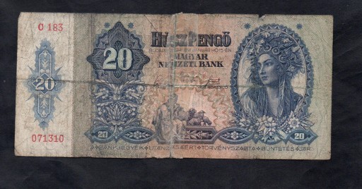 BANKNOT WĘGRY -- 20 pengo -- 1941 rok