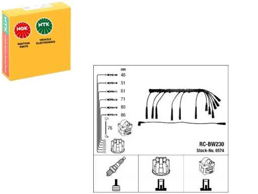 0574 - Комплект кабелю запалювання bmw 3 e30 5 e28 2.0 2.7 06.81-04.91 ngk