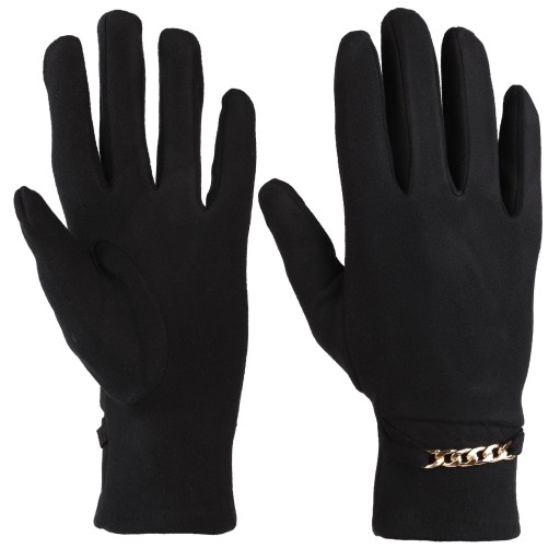 Elegantné dámske rukavice s retiazkou Čierne Klasické Teplé MORAJ