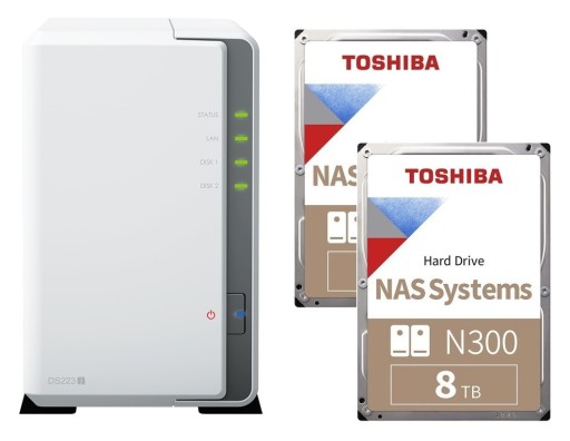 NAS Synology DS223j + 2x 8TB Toshiba N300