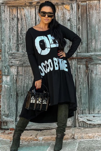 Luźna asymetryczna tunika sukienka Zocco czarna