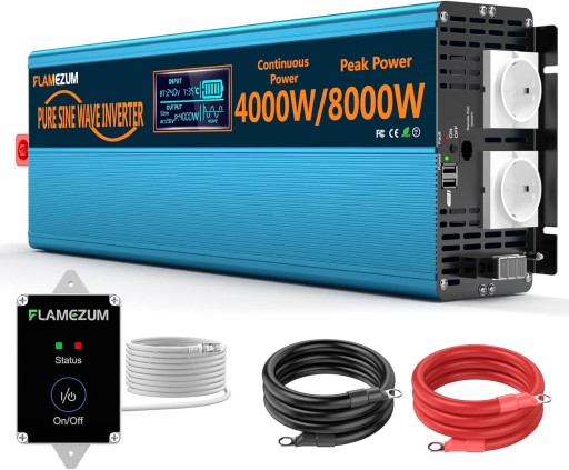 ПЕРЕТВОРЮВАЧ НАПРУГИ 12В на 230В SINUS 8000ВТ ДИСТАНЦІЙНИЙ КОНВЕРТЕР + 2xUSB LED ДИСПЛЕЙ