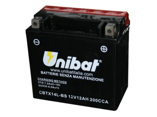 YTX14L-BS - Акумулятор Unibat CBTX14L-BS, YTX14L-BS, 12AH 200A