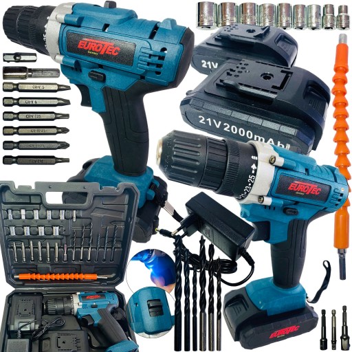 Шуруповерт аккумуляторная дрель 21V + 2XAKU + бесплатно