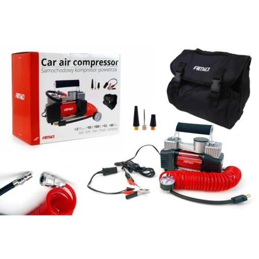 ДВОПОРШНЕВИЙ АВТОМОБІЛЬНИЙ КОМПРЕСОР З МАНОМЕТРОМ 12 В