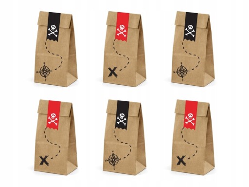 Пакети паперові Party Deco Pirates 6 см 6 шт