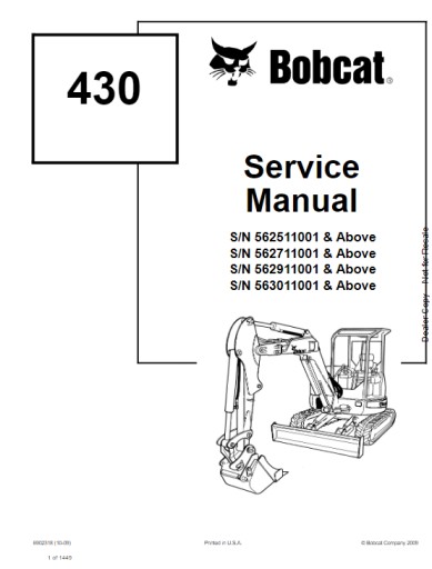 6902318 (10-09) - BobCat Service Repair Manual 430
