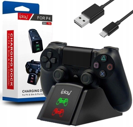 ŁADOWARKA STACJA DOKUJĄCA ŁADUJĄCA DO 2X DWA PAD KONTROLER PS4 PRO SLIM LED