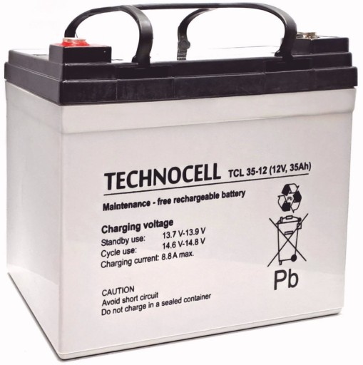 Аккумулятор agm аккумулятор technocell tcl35-12 12v 35ah для инвалидных колясок и ибп