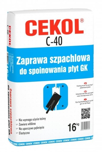 CEKOL C-40 ZAPRAWA SZPACHLOWA SPOINOWANIE G-K 16KG