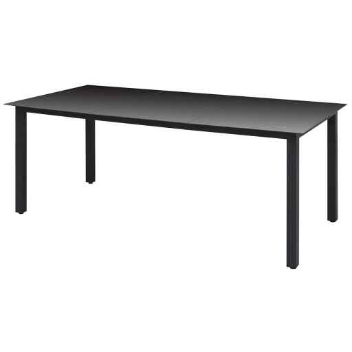 Stół ogrodowy, czarny, 190x90x74 cm, aluminium i