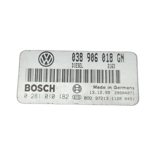 control unit of the engine SKODA Octavia 1.9 TDI 038906018GN 0281010182