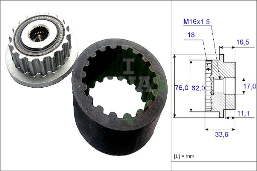535 0186 - Шкив ina с гибкой втулкой vw california t5 camper multivan
